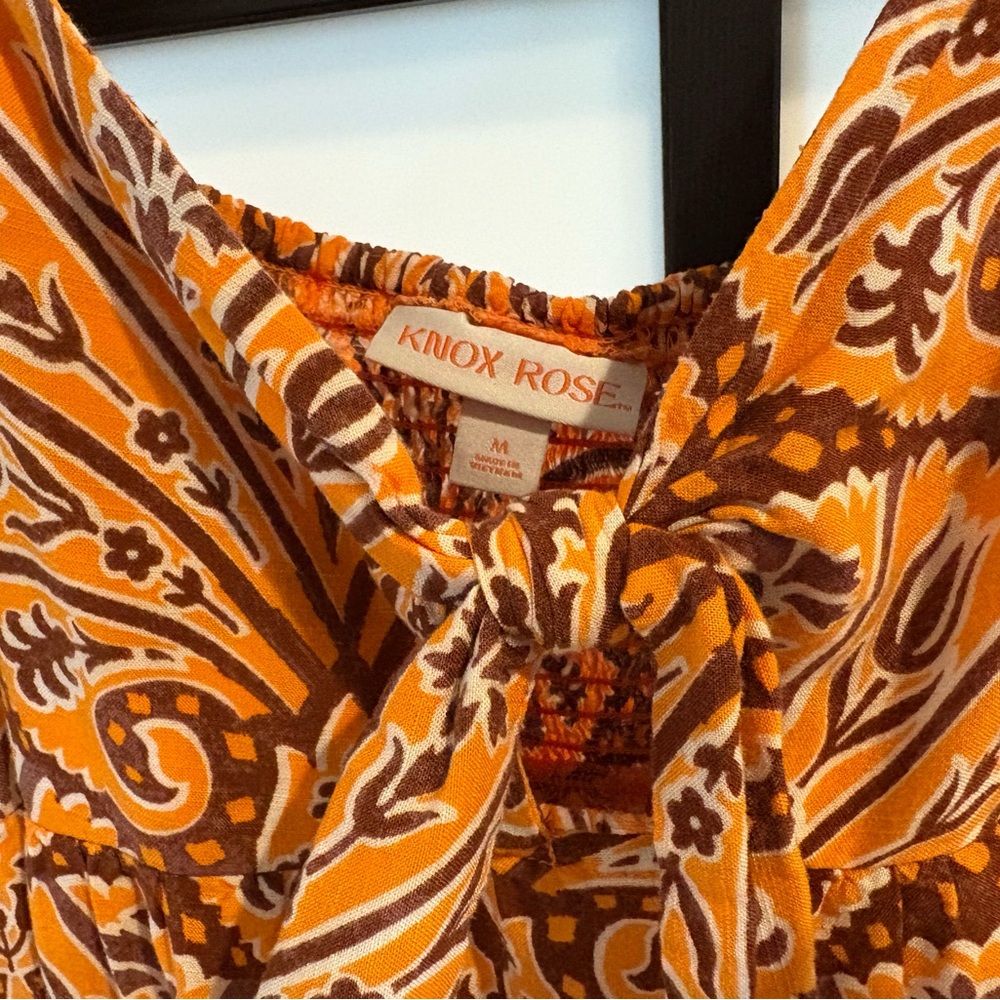 Knox Rose Orange Patterned Women's Medium Dress - Picture 2 of 5